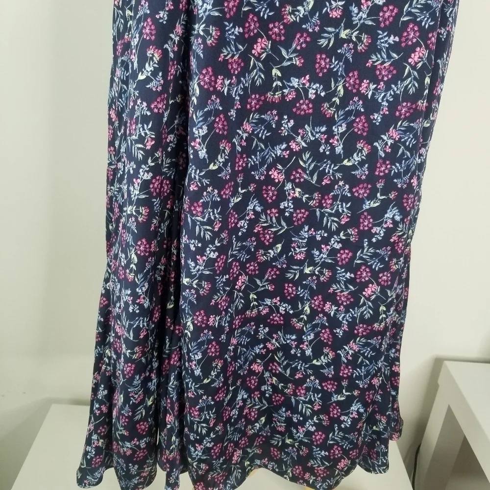 J.Crew Ruffle Stretch Silk Midi Dress Size 14 Wisp Floral Print Pleated